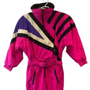 Vintage 80s Tyrolia by Head Womens One-Piece Ski Suit Size 8 Pink Purple